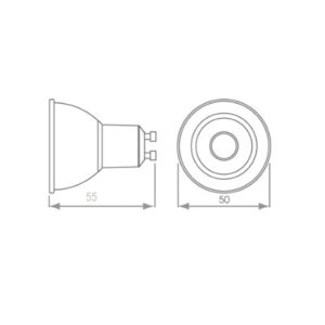 5.5W GU10 COB Style LED Lamp Dimensions